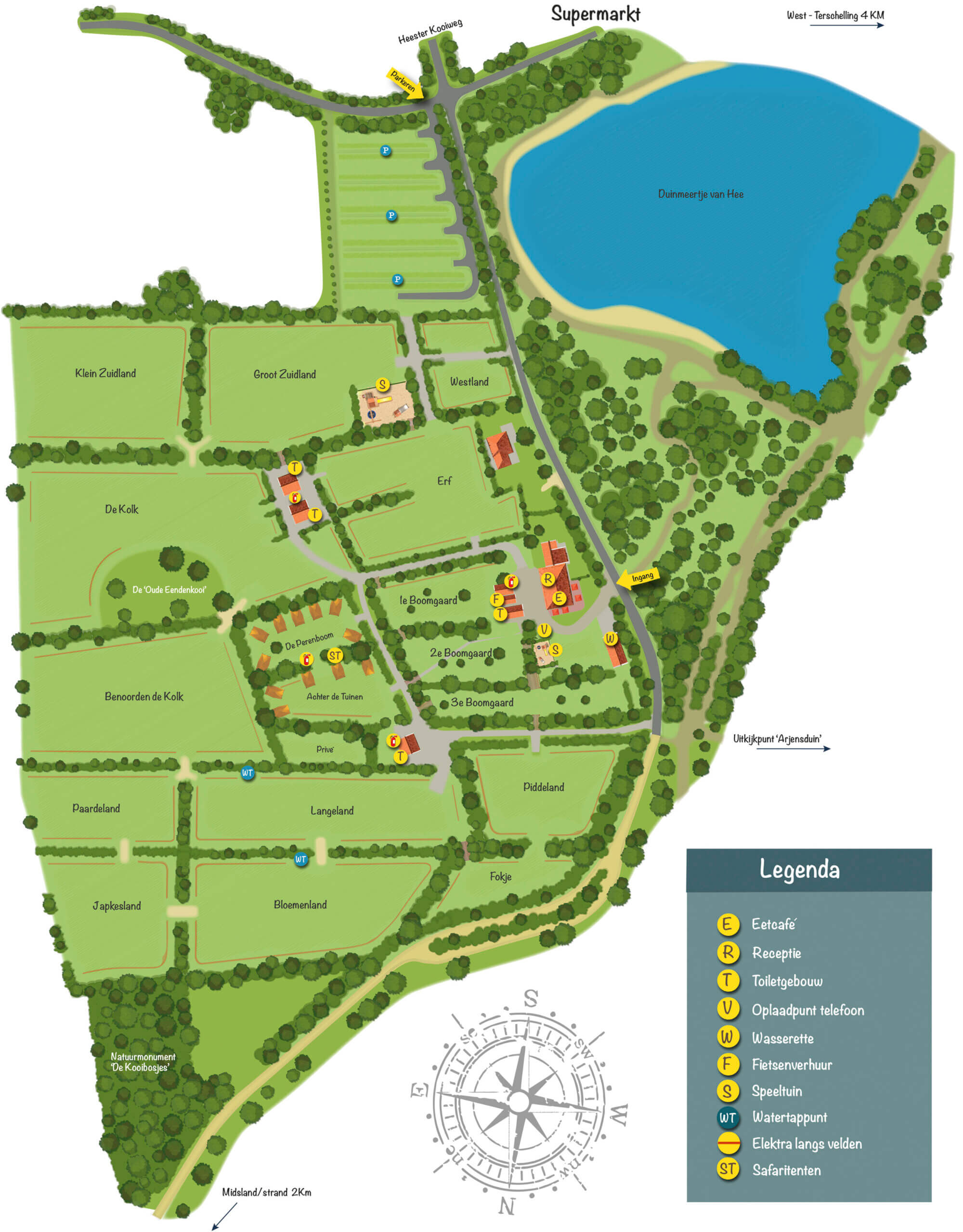 Map Camping De Kooi Terschelling